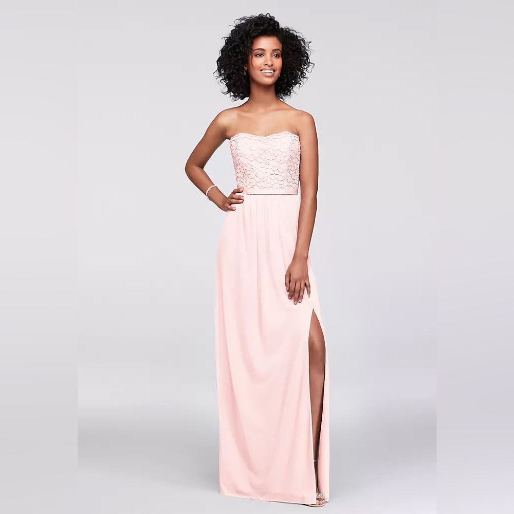 David’s Bridal baby pink bridesmaid dress